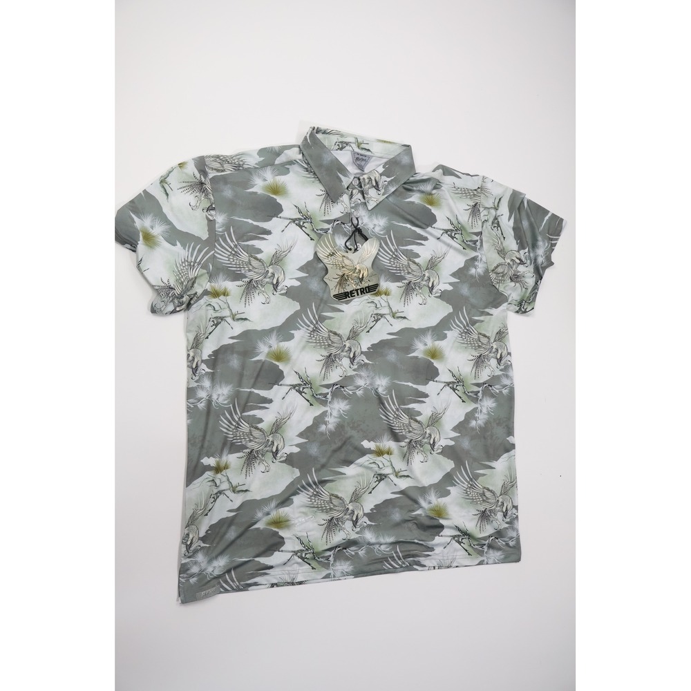 Retro Rifle The Rooster Polo Shirt 3XL Gray Bird Tactical Performance Casual